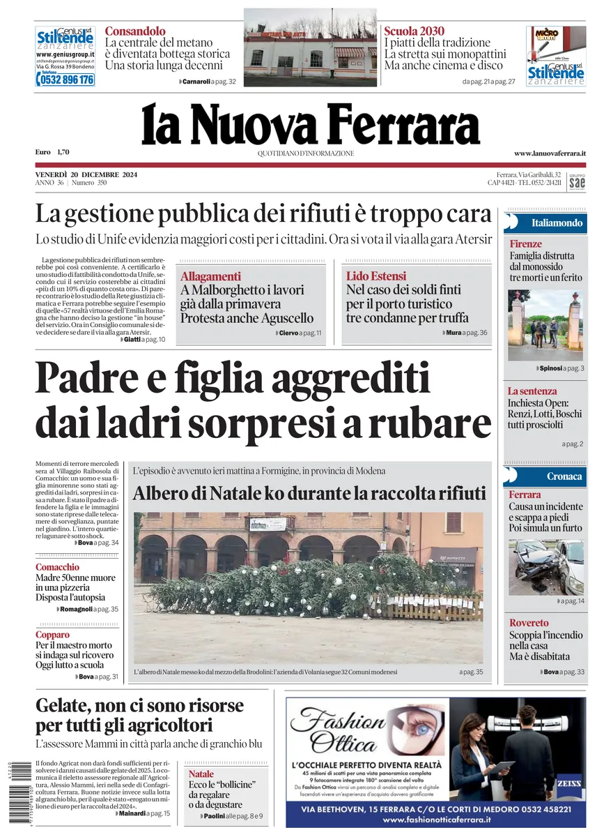 Prima-pagina-nuova ferrara-oggi-edizione-del-2024-12-20